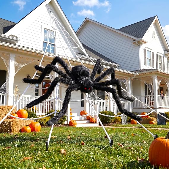 Land Guard WSJ-SJWZZ 236-Inch Halloween Web & 70-Inch Spider Set – 236 inches, White, Black