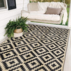 SAND MINE Reversible Outdoor Rug, Black and Beige, 5 x 8 ft