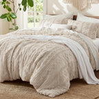 Bedsure Tufted Queen Comforter Set, 3 Pieces, Beige