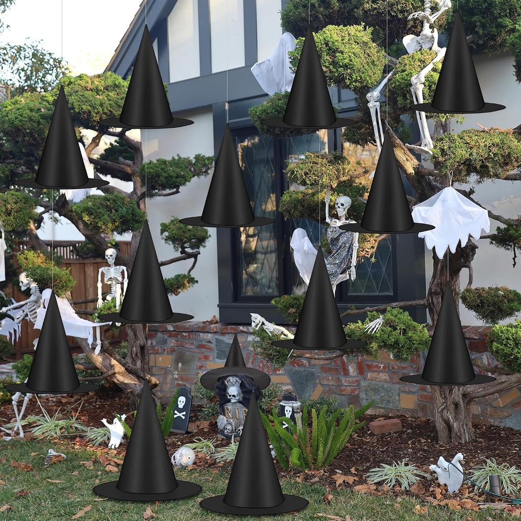 Helimoto 6-Piece Hanging Halloween Witch Hat Set – Black – product detail