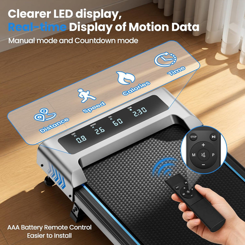 FOUSAE Under-Desk Walking Pad with 10% Incline and LED Display