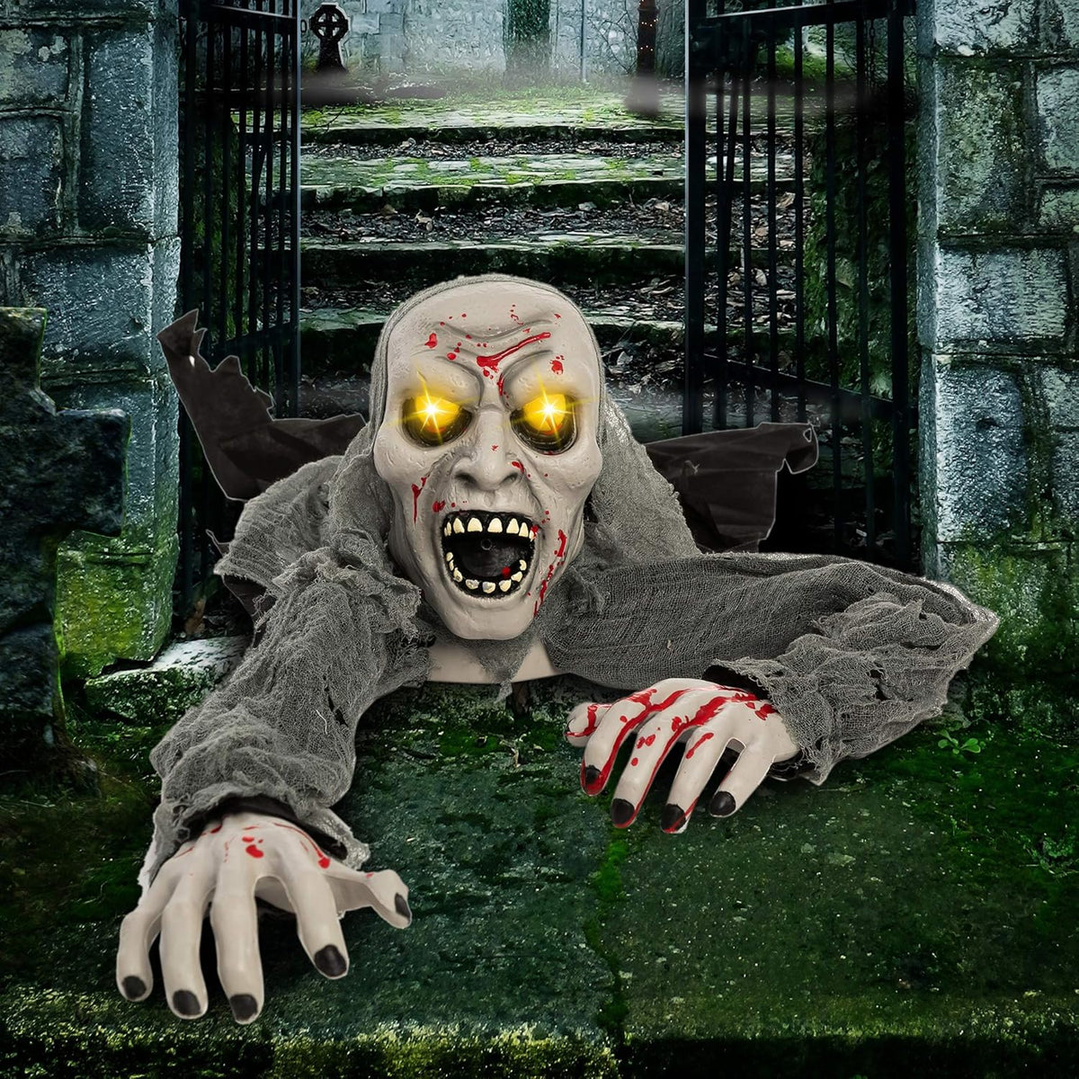 JOYIN 11577 Lighted Halloween Zombie Groundbreaker with Sound – Grey and Black – product detail