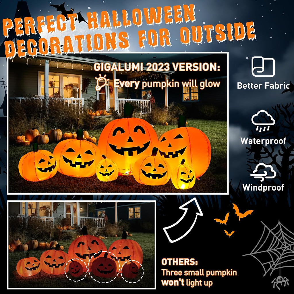 GIGALUMI 10177 7.5-Foot Halloween Pumpkin Inflatable – Yellow – product detail