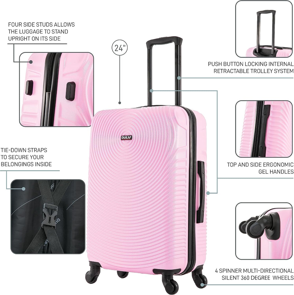 DUKAP DKINC00M-PNK Hardside Suitcase – 24 Inch, Pink – Pink / 24 Inch – product detail