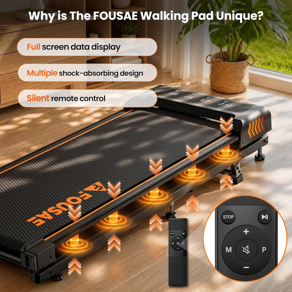 FOUSAE Under-Desk Walking Pad with 10% Incline and LED Display