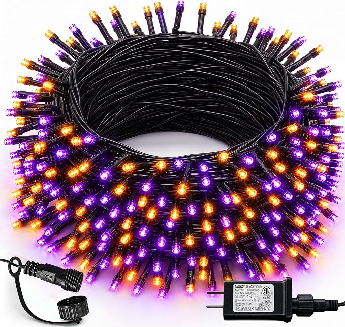 Dazzle Bright HB-300COI 100-Foot 300-LED Halloween String Lights – 300 LED, Purple & Orange