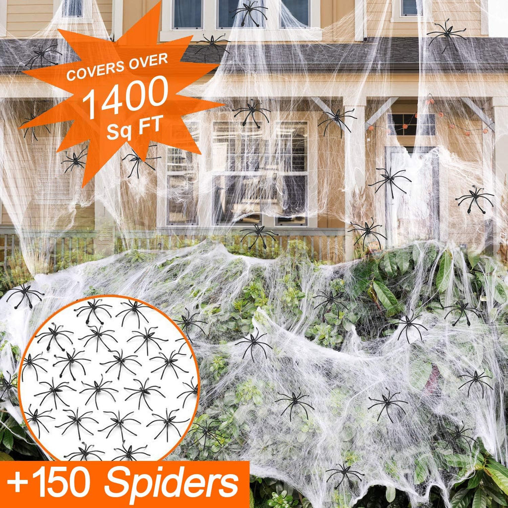ZPISF MAX-002 Stretchable Halloween Spider Web with 150 Decorative Spiders – Extra Large, White – Extra Large / White – product detail