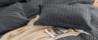 HYMOKEGE Queen Seersucker Bedding Set, 7 Pieces, Dark Grey
