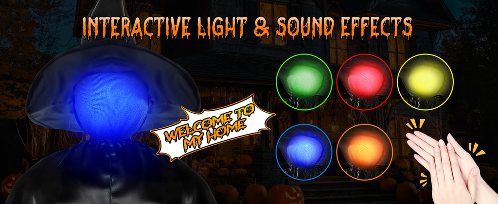 Zesua ZS113 5-Piece Lighted Halloween Witch Circle Set – 4.3 Ft Multicolor Light – product detail