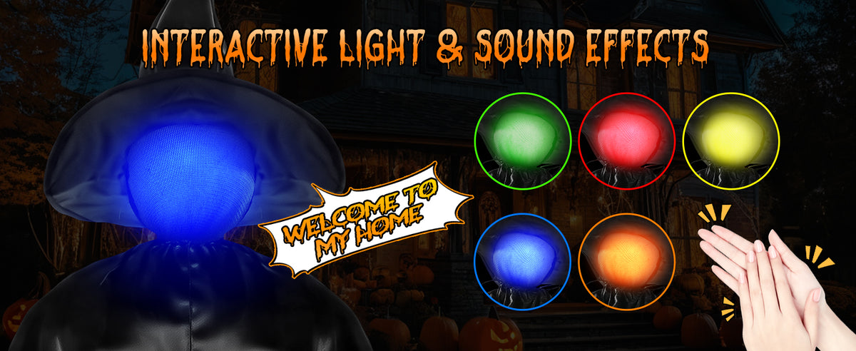 Zesua ZS113 5-Piece Lighted Halloween Witch Circle Set – 4.3 Ft Multicolor Light – product detail
