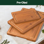 zeawec Carbonized Bamboo Cutting Boards, 3-Piece Set