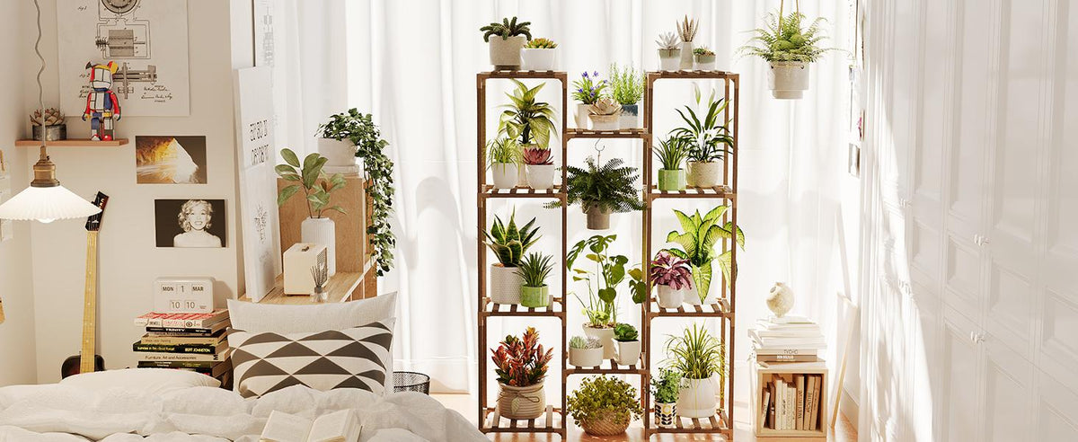 Bamworld Wooden Plant Display Stand, Brown, Cabinet Style