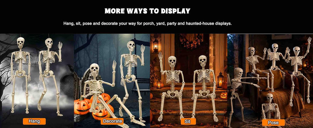Znorso P0033A 2-Pack Posable Halloween Human Skeletons – 36 IN, White – 36 IN / White – product detail