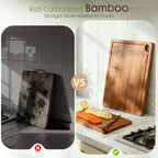 Astercook Carbonized Bamboo Cutting Boards with Stand, 3-Piece Set
