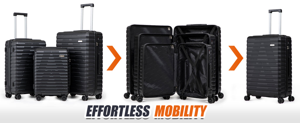 Cosbarn Hardside Luggage Set – ABS 5 Piece Sets (20/24/28/DB/TB), Black – product detail