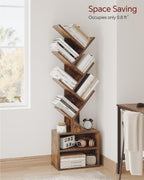 SUNMORY Six-Tier Tree Bookshelf with Storage, Brown