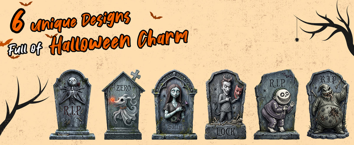 KLYRO 6-Pack 17-Inch Printed Halloween Tombstone Yard Signs – 17 Inch, Black – Black / 17 Inch – product detail