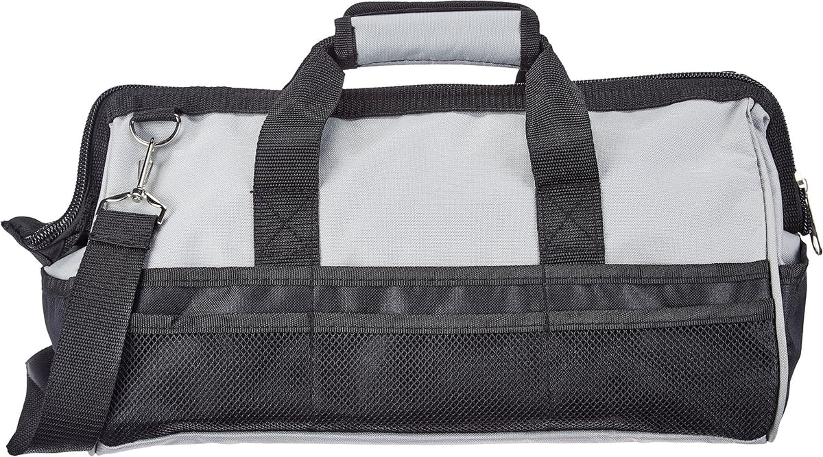 Amazon Basics Tool Bag with Shoulder Strap, Small or Large, Black & Gray