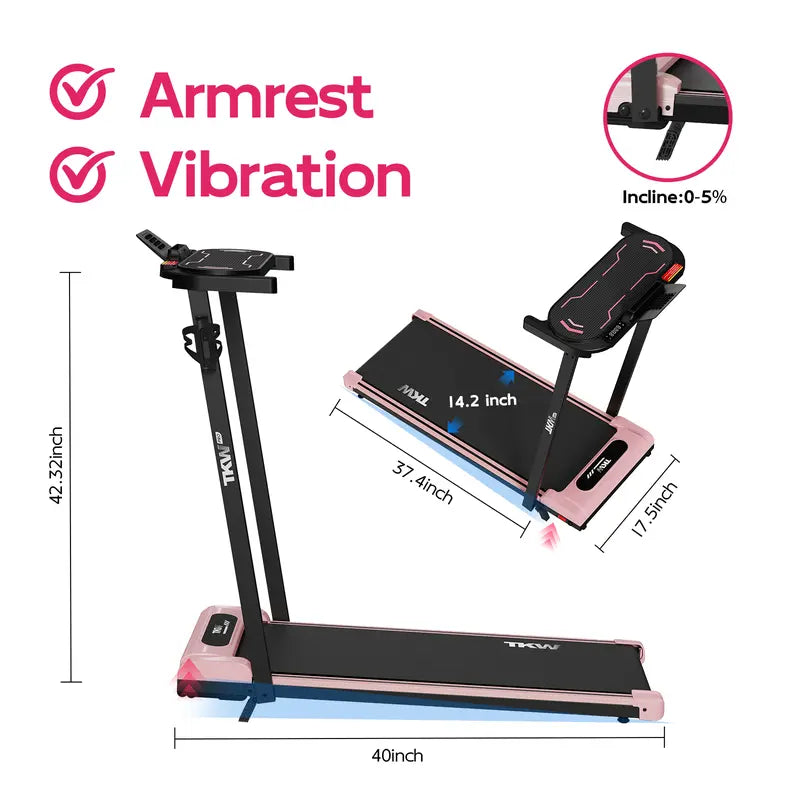 TKW 3-in-1 Walking pad,Pink Walkingpad,Light weight Treadmill, Capacity,Low-Noise Motor Walking Pad, Remote Control & Wheels for Easy mobility, LED Display，Vibration Walking pad · 16