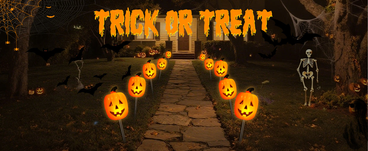 BRIGHTDECK 32137 Solar Halloween Pumpkin Stake Lights – 10-Pack – Long Pumpkin / 10-Pack – product detail