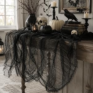 Qtisky 5-Piece Halloween Gauze Decorating Cloth Set – 72 x 30 inches, black – black / 72 x 30 inches – product detail