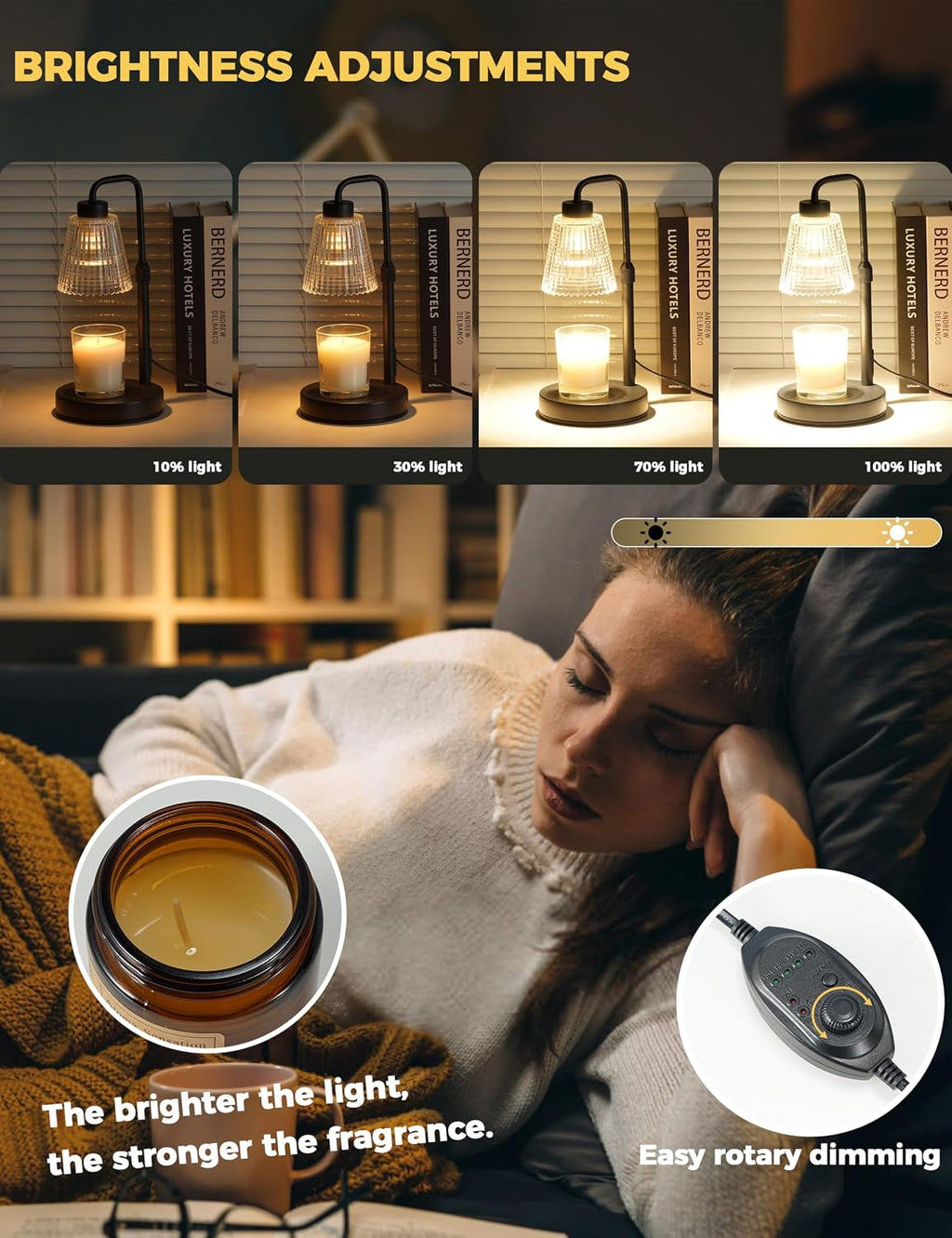 GODONLIF Adjustable Candle Warmer Lamp, Black