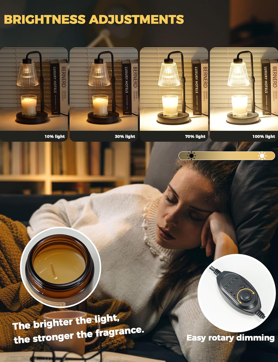 GODONLIF Adjustable Candle Warmer Lamp, Black