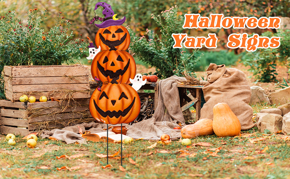 FloraSea 3-Piece Stackable Halloween Pumpkin Yard Stake Set – Halloween – product detail