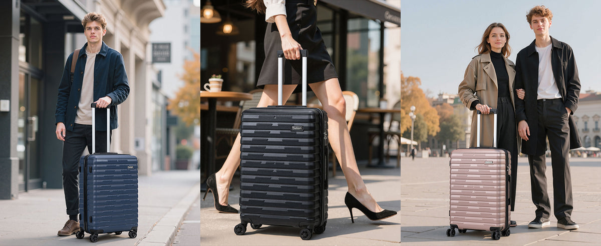 Cosbarn Hardside Luggage Set – ABS 5 Piece Sets (20/24/28/DB/TB), Black – product detail