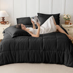 JOLLYVOGUE Queen Bedding Set, 7 Pieces, Black