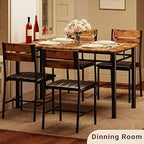 IRONCK Five-Piece Dining Set with Four Chairs, Rustic Brown