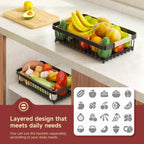 Sevenblue Two-Tier Fruit Basket with Banana Hooks, Black