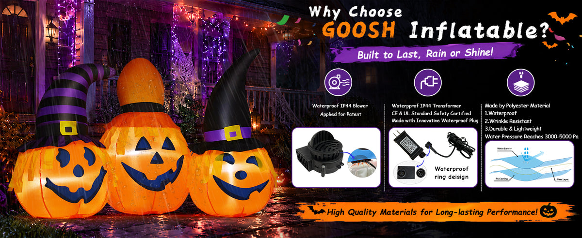 GOOSH 69106 6-Foot Halloween Pumpkin Inflatable – Orange, Black – product detail