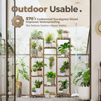 Bamworld Wooden Plant Display Stand, Brown, Cabinet Style