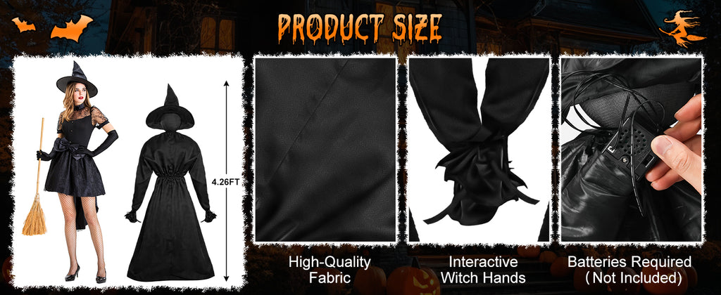 Zesua ZS113 5-Piece Lighted Halloween Witch Circle Set – 4.3 Ft Multicolor Light – product detail