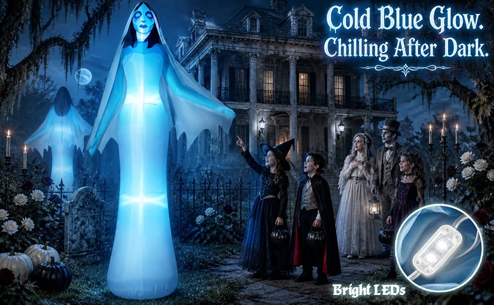 zukakii QM-WS-025 12-Foot Halloween Ghost Bride Inflatable – blue – product detail
