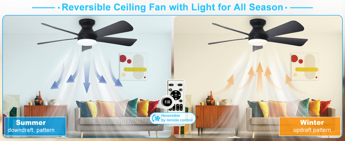 Depuley 42-Inch Ceiling Fan with Dimmable LED Light, Black