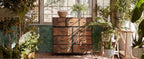 WLIVE 9-Drawer Fabric Dresser in Rustic Brown