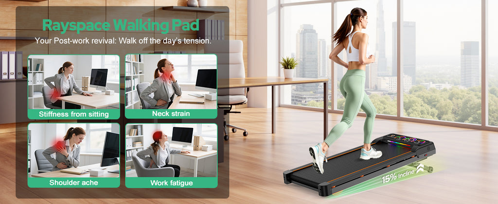 Rayspace D1 Under-Desk Walking Treadmill – Black – product detail