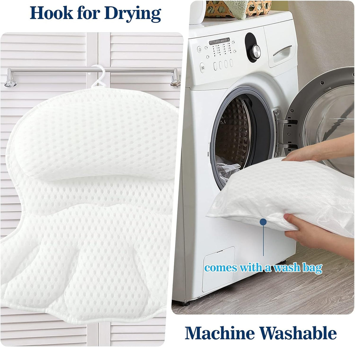 Ozyalo Mesh Bath Pillow with Six Suction Cups, White