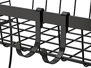 Sevenblue Two-Tier Fruit Basket with Banana Hooks, Black