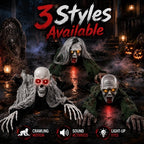Crawling Zombie Animatronic, Moving Arms, Red Glowing Eyes & Scary Sounds for Haunted House, Hallway & Party & Spooky Home Decor Motorized Creeping Zombie