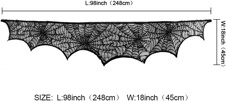 AerWo Black Lace Spiderweb Mantel Scarf