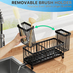 Cisily Stainless Steel Sink Caddy, Black, 9.25 in