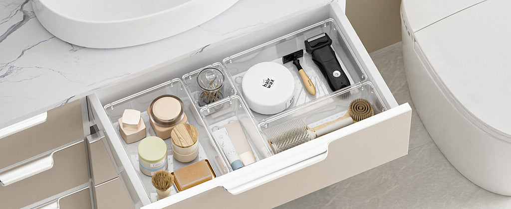 WOWBOX Clear Drawer Organizer Trays, 25-Pack