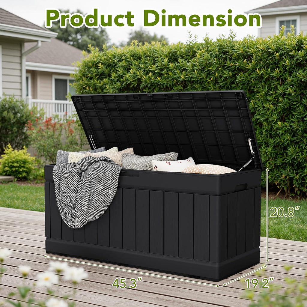 Devoko Resin Deck Storage Box, Black, 78 Gallon