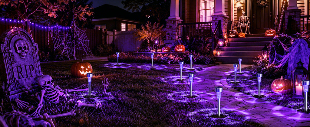 GIGALUMI 11762 Halloween Solar Pathway Stake Lights – 12 pack, Purple – Purple / 12 pack – product detail