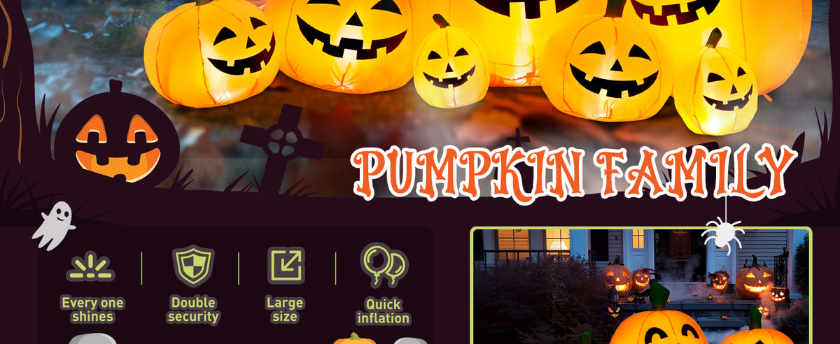 TISEJOY 9077 7.5-Foot Halloween Pumpkin Inflatable – Yellow – product detail