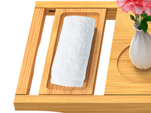 Banlilu Expandable Bamboo Bathtub Tray, Natural