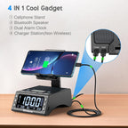 TechGlow Bluetooth Speaker Stand with Dual Alarm Clock, Black
